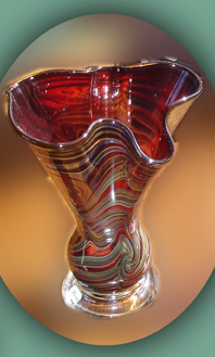 Fluted blown glass vase by Daniel Read (RI) 